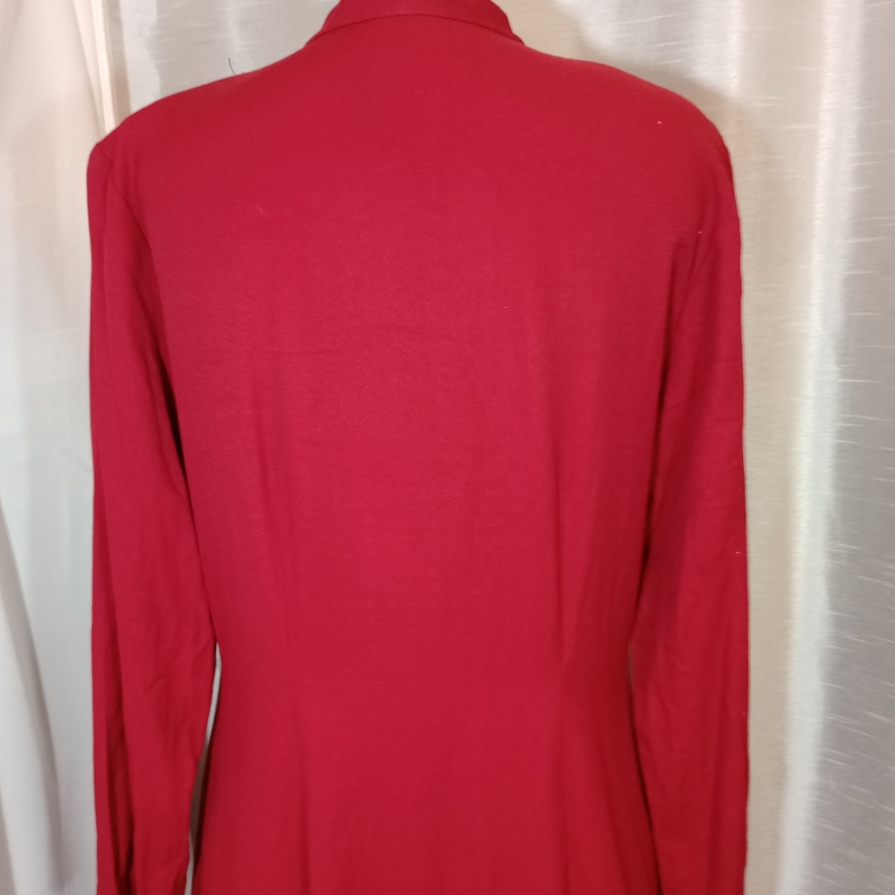 Christie & Jill Vintage Maxi, Dress, Red ButtonUp, V-Neck, Long Sleeve, 10 - Picture 10 of 15